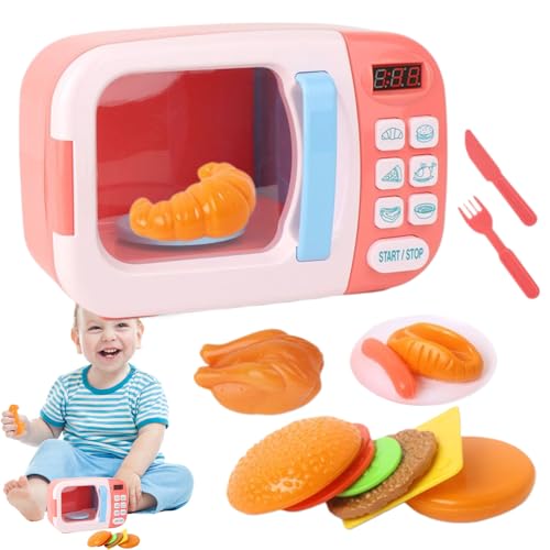 Microondas De Juguete,Cocina de Juguete con Luz y Sonido | Microondas con Temporizador Realista para Juego De rol para Niños, Niñas Y Bebé De Preescolar En Hogar,