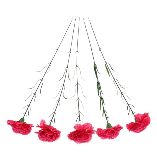 TOPPERFUN 5 Uds Simulación De Clavel Flores Artificiales Rojas Selecciones De Clavel De Seda Flores Falsas De Seda Suministro De Arreglos Florales Modelado De Clavel Artificial Ramo De