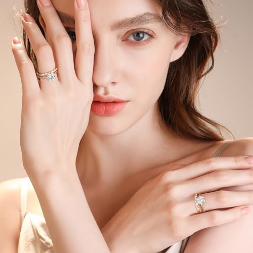 SMILEST 2ct Moissanite Engagement Rings for Women, Round D Color VVS1 Clarity Lab Created Moissanite Rings 14K White Yellow Rose Gold Vermeil 6 Claw Knife Edge Solitaire Engagement Ring for Women4