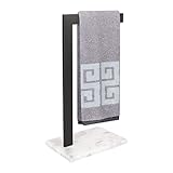 NearMoon Hand Towel Holder with Balanced Marble Base, 304 Stainless Steel Stand Towel Ring L Shape...