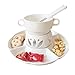 KJ586ZHU Conjunto De Fondue De Queso De Postre, Horno De Fusión De Chocolate 220ml, Kit De Fondue De Carne De Cerámica Blanca con Tenedor Y Bandeja De Frutas, para Restaurante Doméstico(Color:Blanco)