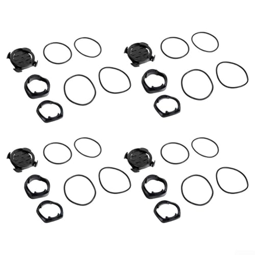 4 Pack Bike Computer Mount Strap for Garmin, ABS + Rubber Bicycle Stopwatch Bracket with 2 Height Washers (13.5mm, 7.2mm), Black