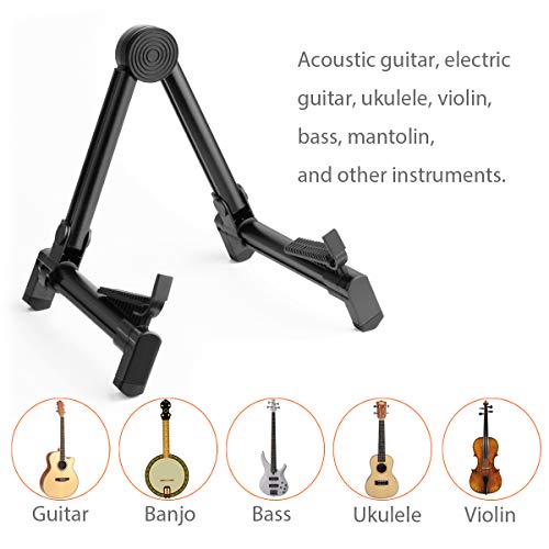 Guitar Stand, Randon Folding A-Frame Aluminum Stand for Acoustic and Electric Guitars (8.6-11.8910.8-14in, Black) …