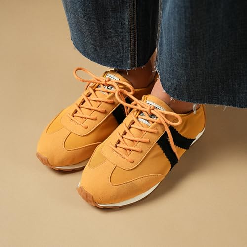 Image of Theater Fuji Casual Sneakers in Suede for Women | Stylish Flat Lace-Up Shoes | Lightweight Comfortable Footwear with Cushioned Insole