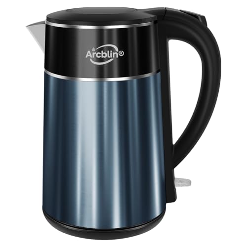 Electric Kettle 1.8L,Blue Double Wall Insulated Hot Water Ke