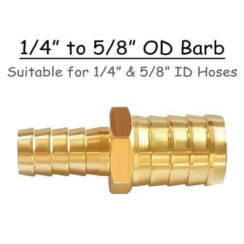Uenede Brass 1/4" to 5/8" Barb Reducer Hose Barbed Fittings, 2PCS Hex by Uenede - Used condition - Image 2