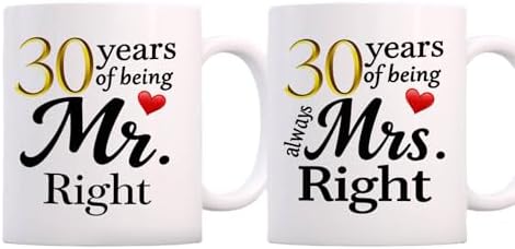 SIUNY 30 Year Anniversary For Couple Coffee Mugs Set of 2-30th Wedding Gifts Decorations for Parents Grandparents Husband Wife Him Her 11oz (30th)