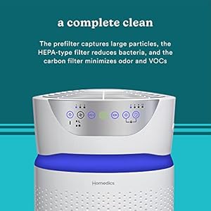 Homedics 5-in-1 UV-C Air Purifier - 360-Degree HEPA Filter for 1,659 Sq Ft, Extra Large Air Purifiers for Bedroom and Home, Essential Oil Pads, Built-In Timer, 5 Speed Settings for Large Rooms, White Homedics 5 in 1 UV C Air Purifier 360 Degree HEPA Filter for 1659 Sq Ft Extra Large Air Purifiers for Bedroom and Home Essential Oil Pads Built In Timer 5 Speed Settings for Large Rooms White