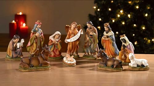 Avalon Gallery Nativity Sets for Christmas - Indoor Hand Painted Nativity Scene, 4.5-Inch Scale, 11-Piece - Thumbnail 2