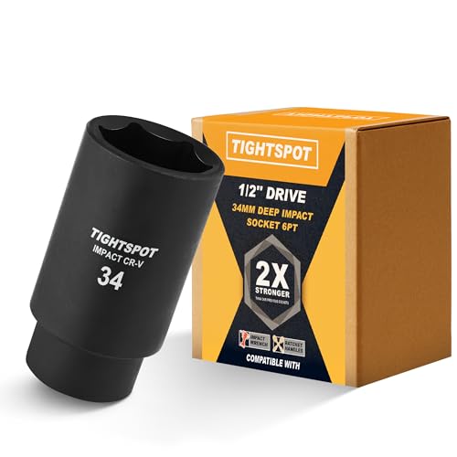 Image of TIGHTSPOT 1/2" Drive 34mm Deep Impact Socket, 6-Pt, CRV Steel