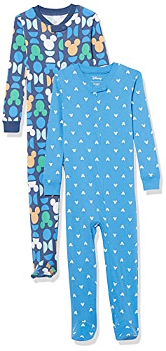 Image of Amazon Essentials Disney | Marvel | Star Wars Unisex Babies' and Toddlers' Snug-Fit Cotton Footed Pajamas, Multipacks