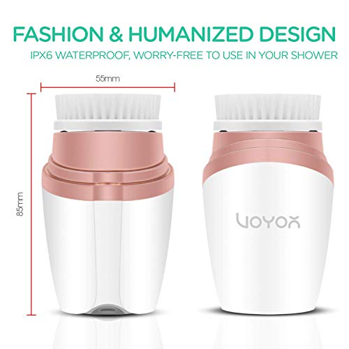 VOYOR Facial Cleansing Brush Rechargeable Sonic Face Brush Waterproof Face Cleansing Brush 3-IN-1 Set for Deep Skin Cleaning, Gentle Exfoliating and Blackhead Removing FB300
