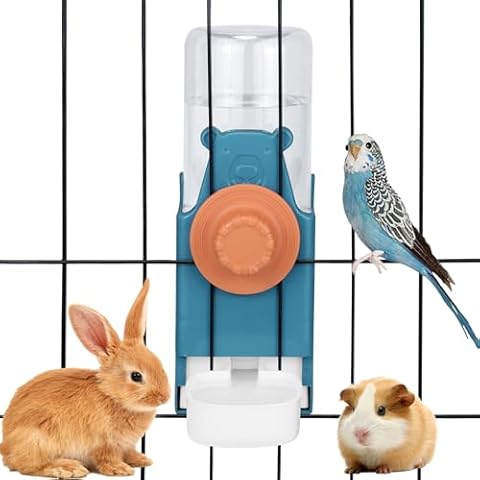 Kenond 17 oz Pet Water Bottle,Guinea Pig No Drip Water Bowl for Cage,Hanging Automatic Gravity Water Dispenser for Small Animals Rabbit Hedgehog Chinchilla Bunny Bird Canary Budgies Cover