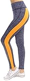 ToBeInStyle Women's Two Tone Workout Yoga Pants - Orange - S-M