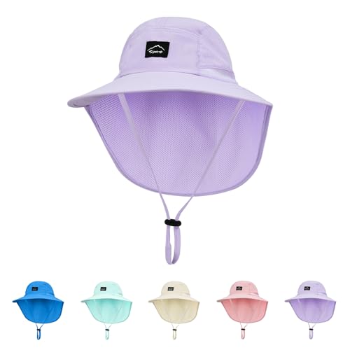 Image of ZOORON Kids Sun Hat with Neck Flap UPF 50+ UV Protection Wide Brim Breathable Fishing Safari Beach Summer Hat for Boys Girls