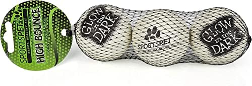 SPORTSPET High Bounce Natural Rubber Dog Balls (Glow in the Dark 3 Pack)