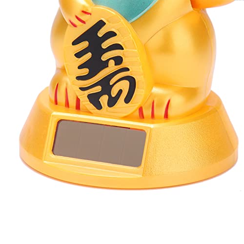 Kuuleyn Solarbetriebene Zuwinkende Glückliche Katze, Solarbetriebene Begrüßungswinken Winkend Fortune Lucky Cat Home Stores Auto Feng Shui Dekor Gold Home Display Autodekoration
