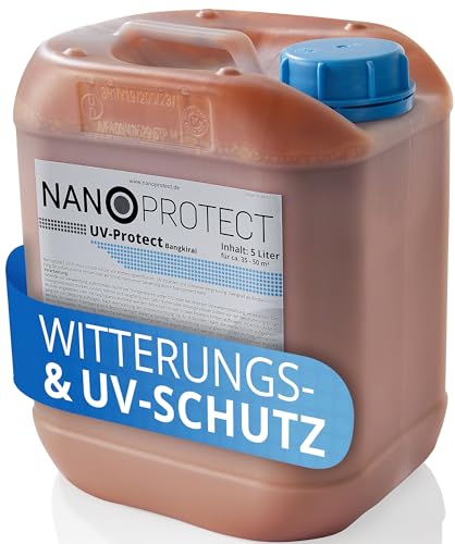 Nanoprotect UV-Protect | Holzöl | UV-Schutz | Witterungsschutz | Langzeitschutz gegen Vergrauung, Austrocknung und Rissbildung | 5 Liter | Bangkirai - braun | Für ca. 35-50 m²