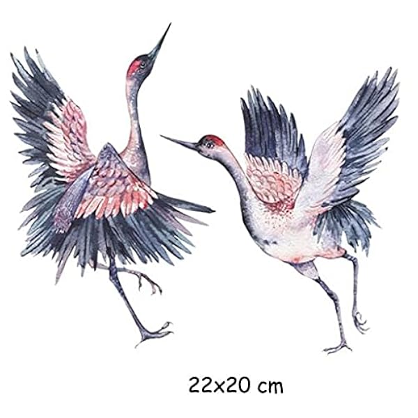 ZAIZAI. Crane Bird Animal Iron on Patch per la Stampa della Decorazione degli Adesivi Termici della Maglietta dei Vestiti di trasferimento di Calore Fai da Te (Color : A, Size : 22x20 cm)