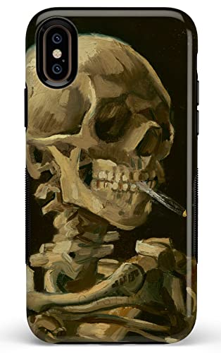 Casely iPhone Xs Max Case | Van Gogh | Skull of a Skeleton with Burning Cigarette | Bold Protective Design