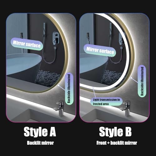 Miroir de salle de bain LED ovale 50x80cm noir à intensité variable - 2