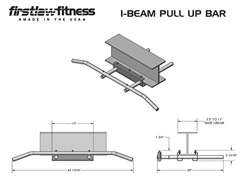 Firstlaw Fitness - 600 Lbs Weight Limit - I-Beam Pull Up Bar - Long Bar With Bent Ends - Durable Rubber Grips - Red Label Made In The Usa! #TOP5