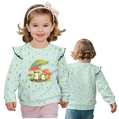Girls Ruffle Long Sleeve Sweaters Relaxed Crewneck Pullover Sweater Outwear Loose Sweatshirts for Kids Trendy 1-8