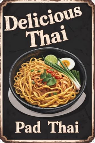 Tin Signs-Funny Vintage Delicious Thai Pad Thai Retro Wall Decor Home Restaurant Coffee Pub Shop Bar Tin Sign 8x12 inch