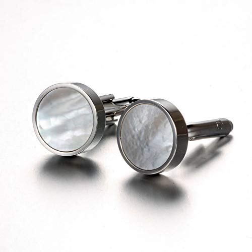 Mancuernillas redondas clásicas plateadas para hombre miniatura 2