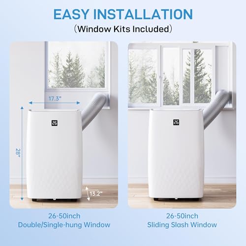 Image of 14000 BTU Portable Air Conditioners, 3-In-1 Unit Offers Fast Cooling, Dehumidification, Three-Speed Fan for Rooms Up to 750 Sq. Ft, with a 24-Hour Timer, Remote Control, and Operates Quietly