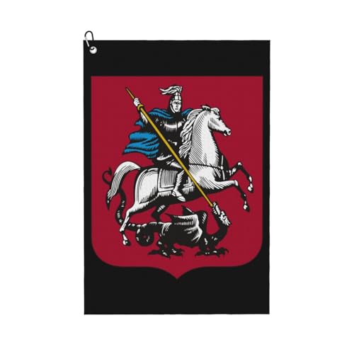 Moscow Coat of Arms Golf Towel 24"x16" with Carabiner