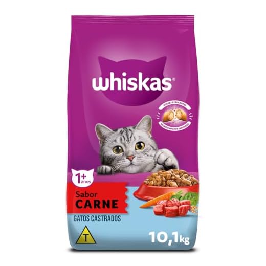 Ração Whiskas para Gatos Adultos Castrados Sabor Carne - 10,1kg
