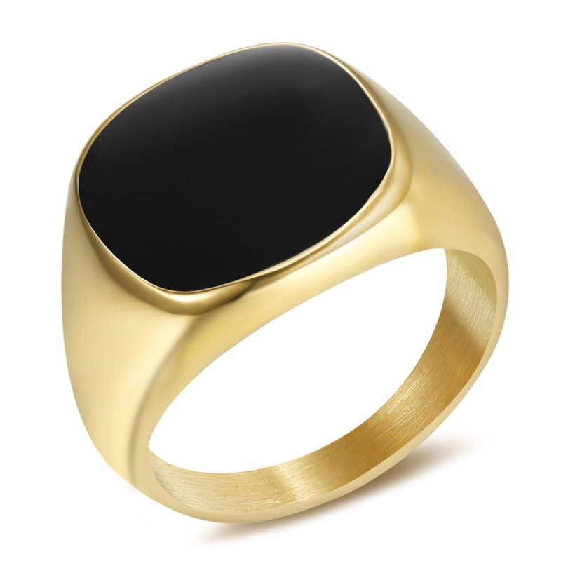 BOBIJOO JEWELRY Anillo Anillo anillo Cabujón de las Mujeres de los hombres de Acero Inoxidable 316L Chapado en Oro Negro de Correo electrónico