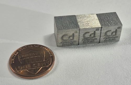 Image of 0.39 inch 10mm Cadmium Metal Cube Cd up to 99.99% Pure Periodic Table Element Engraved Density Collection Science Education Display Block Cube + Acrylic Case Box - 1PC
