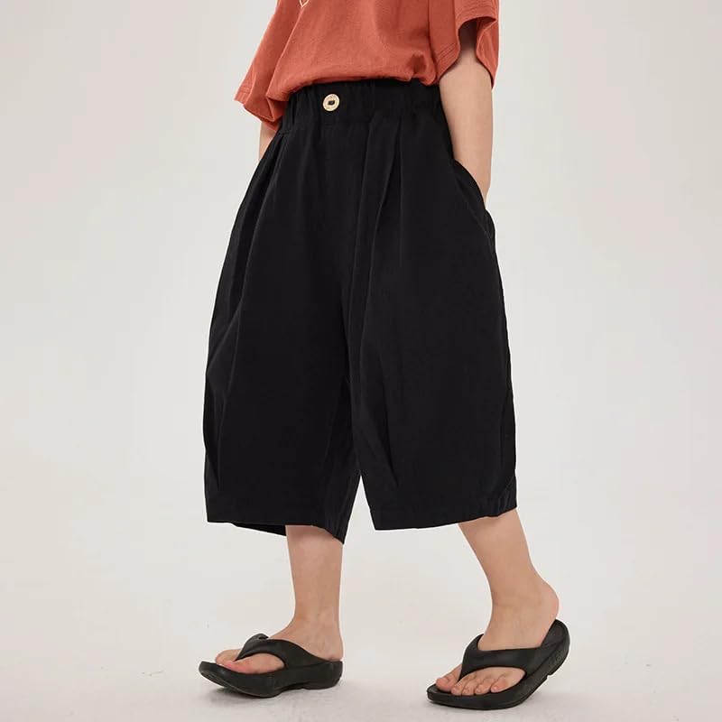 Dninmim Kids Thin Calf-Length Pants Boys Cotton Loose Casual Middle Pant3