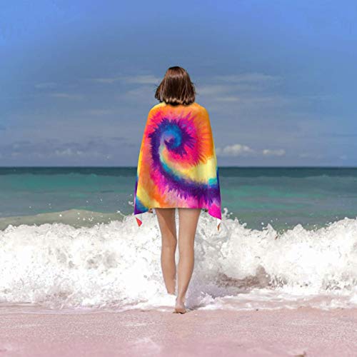 Jasmoder Rainbow Tie Dye Style Microfiber Beach Towels Oversized Soft Beach Blanket Absorbent Quick Dry Bath Towels Pool Towels Travel Beach Towels For Kids Adults #TOP6