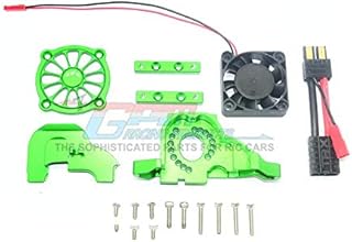 GPM For Traxxas TRX-4 Upgrade Parts Aluminum Motor Mount + Upper Spur Gear Case Cover With Cooling Fan - 19Pc Set Green