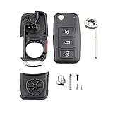 keyecu Uncut Folding Remote key Shell Case Fob 3+1 Button for VW Volkswagen Touareg (Only Key Shell)