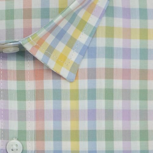 Image of GHPC 100% Cotton Checkered Half Sleeves Regular Fit Formal Shirt for Men
