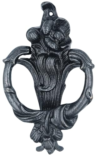 Anatolica Art Nouveau Brass Flower Door Knocker black oxide