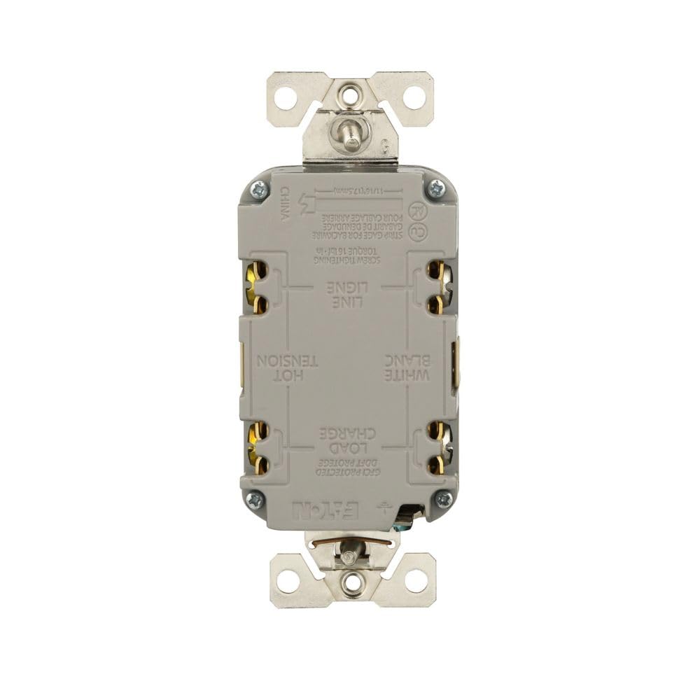 Eaton TWRGF15V Slim Tamper and Weather-Resistant, GFCI, 15A, 125V, Ivory | Self-test, #14 - 10 AWG, 15A, 125 V, Back and Side wire, 2 Pole, 3 Wire, Grounding, NEMA 5-15R