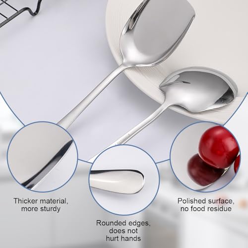 4 Pezzi Cucchiai per Insalata, 22 cm Posate per Insalata Acciaio Inox, Cucchiaio da Portata, Cucchiaio da Insalata a Manico Lungo, Cucchiaio da Servizio per Casa, Banchetto - immagine 5