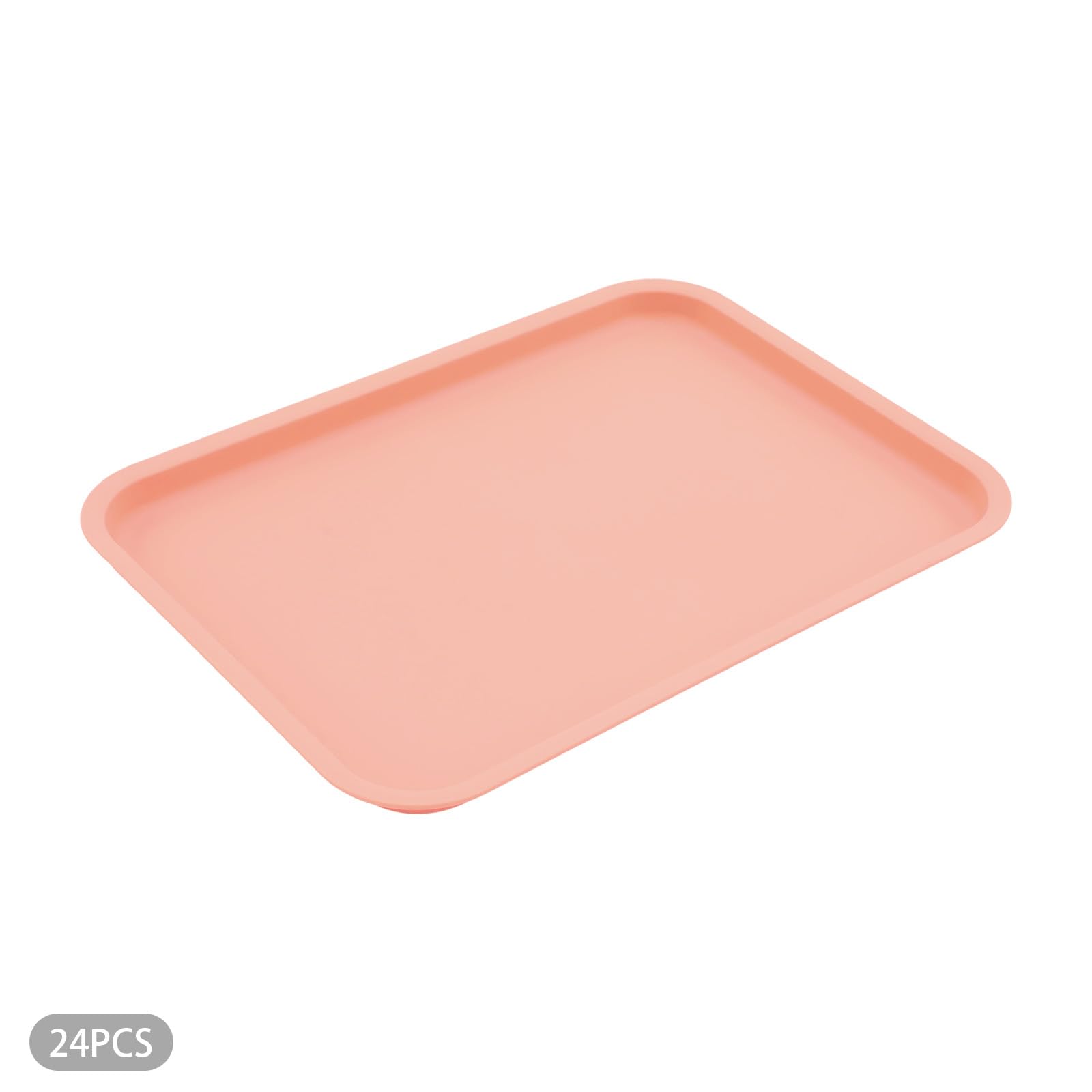 Fast Food Tablets, 24 vassoi da portata in plastica PP, 36 x 27 cm, rettangolari, per cucina, caffè, panetteria, ristorante, rosa