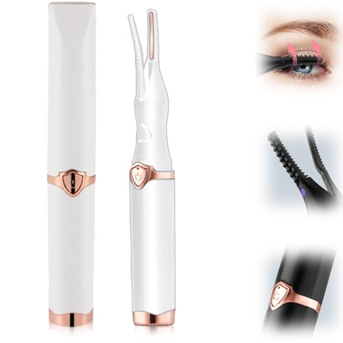 ホットアイラッシュカーラー、ミニUSB充電式電動アイラッシュカーラー、ポータブルメイクアップ加熱ラッシュカーラー、女性、女の子に適しています(ホワイト)