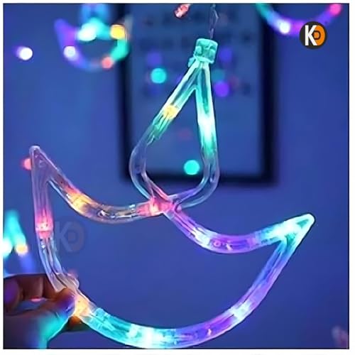 Image of K D 6+6 Diya Multi Curtain LED String Lights, 138 LEDs (3.5 ft Length + 0.5 FT Length After Adapter = 4ft) with 8 Modes Indoor Outdoor for Home, Diwali, Christmas (Big String Diya 6+6 Multi)