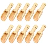 Small Wood Scoops/Mini Spoons for Condiment, Milk, Tea, Spices (Pack of 10)
