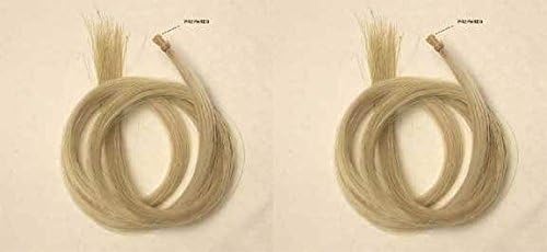 Two(2) Hanks of 31-31.5 Inch Genuine Mongolian Horse Hair for Violin, Viola, Cello, Bass Bow, Natural White Color