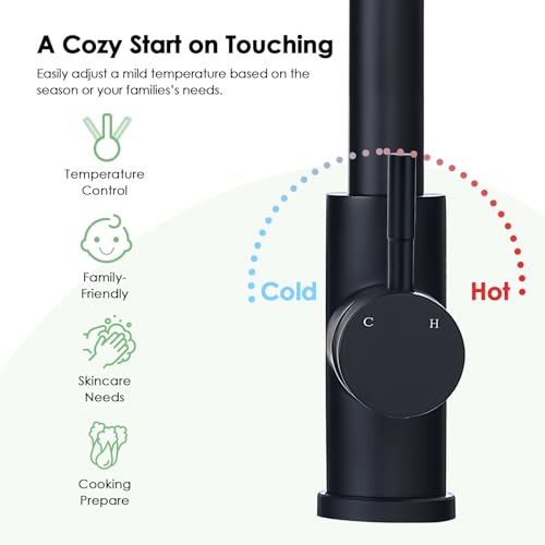 Jlerli Kitchen Faucet with Pull Down Sprayer, Matte Black High Arc Single Handle Bar Sink Faucet, Stainless Steel, 3 Mode, Grifos para Fregaderos de Cocina by JLERLI - Used condition - Image 6