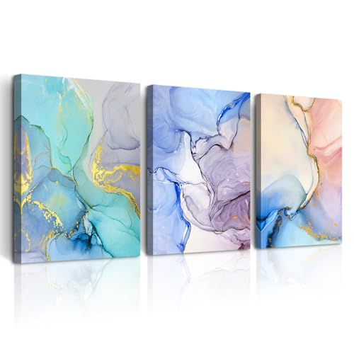 DZRWUBHS Large Abstract Canvas Wall Art For Living Room Modern Wall Decorations For Office Bedroom Decor Art Colorful Color Abstract Wall Paintings Inspirational Pictures Artwork Home Decor 3 Piece