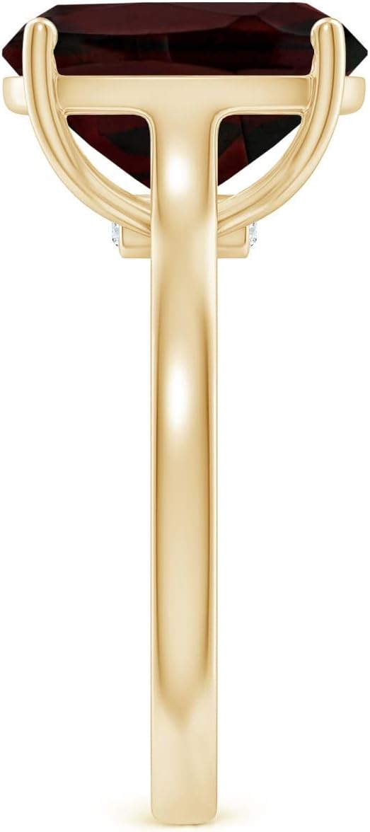 Angara Natural Garnet Solitaire Ring for Women | Classic Cushion Garnet Solitaire Ring in Yellow Gold | January Birthday, Anniversary, Gemstone Jewelry Gift | A | 12x10mm | Ring Size- 8 - Image 5